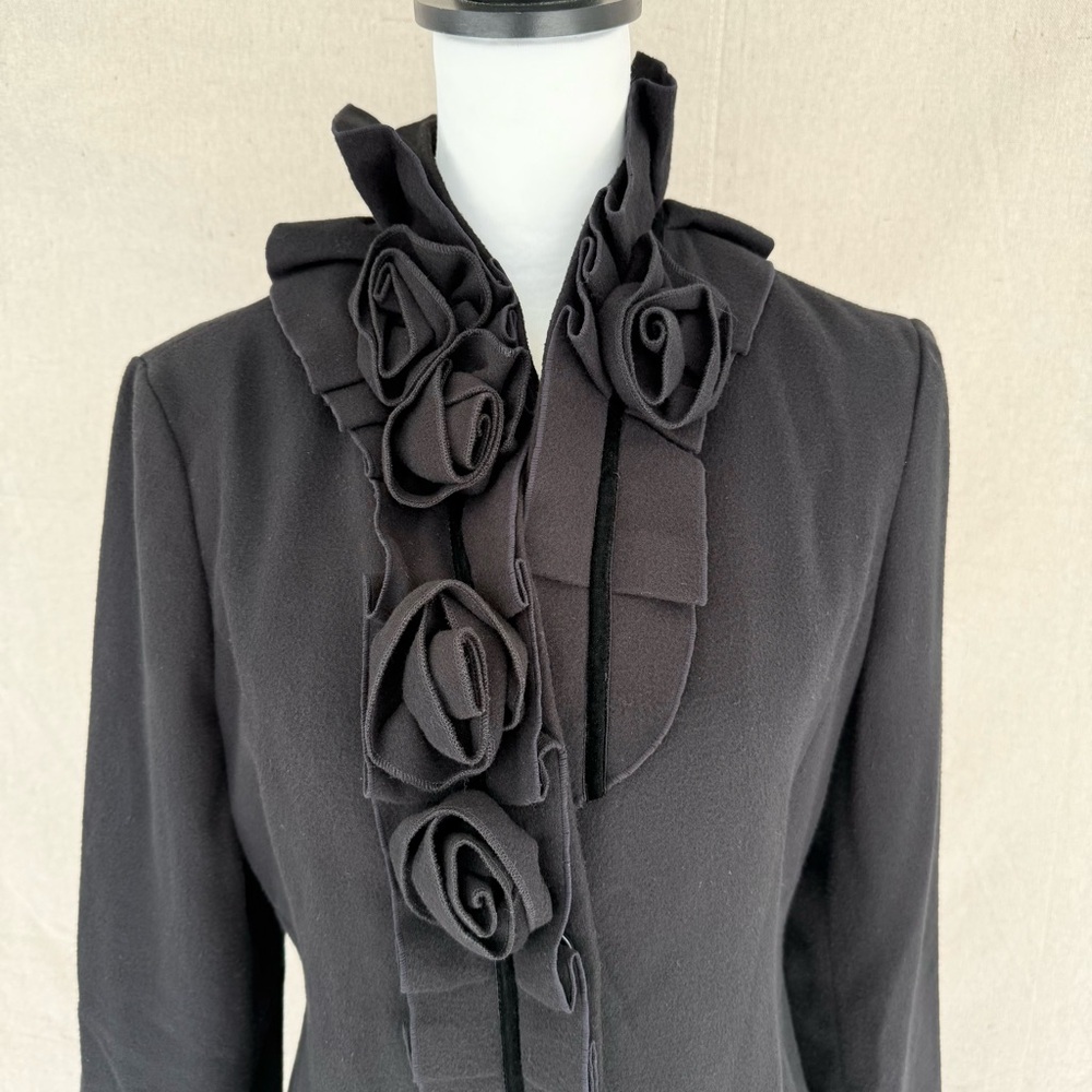 Elle Size Small Black Peacoat with Rose Detail Women's Jacket